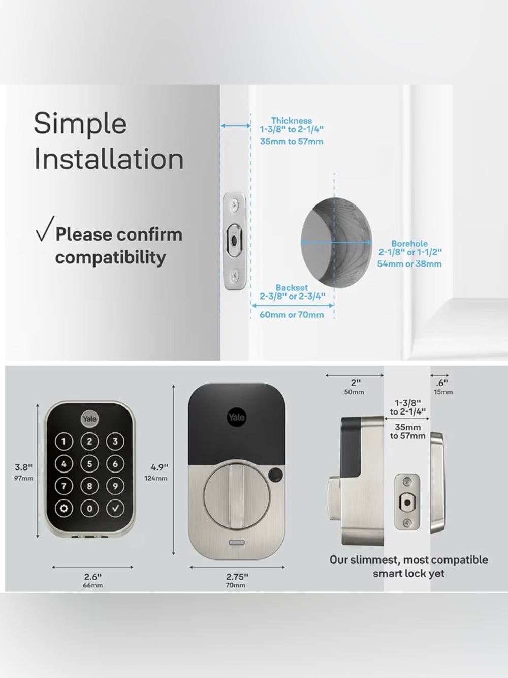Yale Assure Lock SL Key Free Touchscreen Deadbolt - Satin Nickel (YRD256) NEW